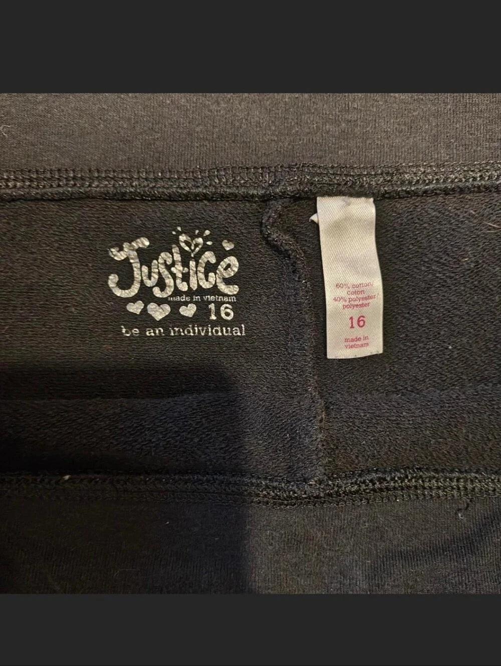 Justice black French terry drawstring shorts Size 16